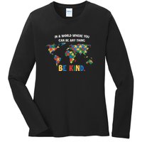 In A World Where You An Be Anything Be Kind Autism Awareness Puzzle Ladies Long Sleeve Shirt