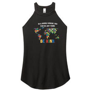 In A World Where You An Be Anything Be Kind Autism Awareness Puzzle Women's Perfect Tri Rocker Tank