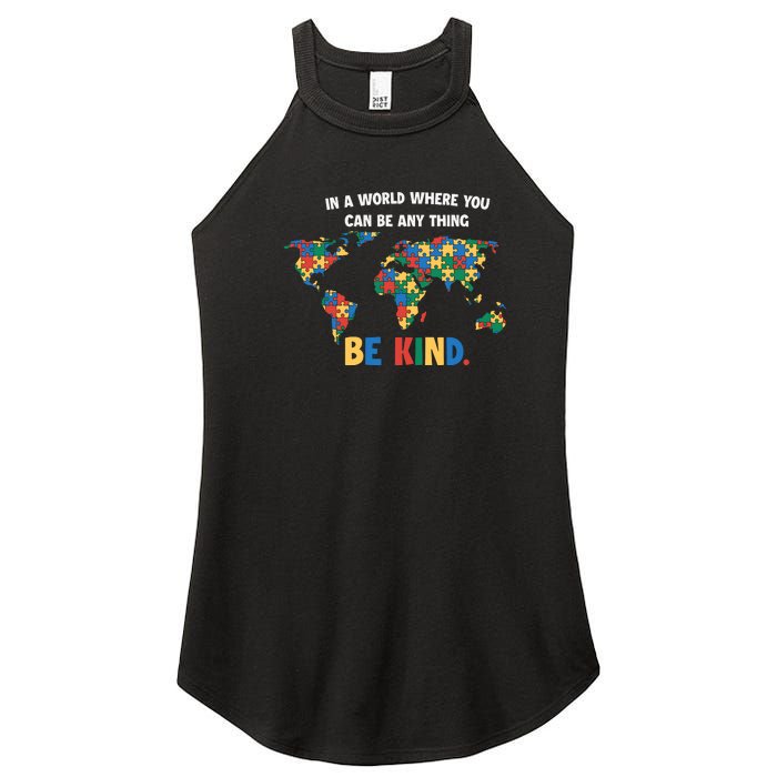 In A World Where You An Be Anything Be Kind Autism Awareness Puzzle Women's Perfect Tri Rocker Tank