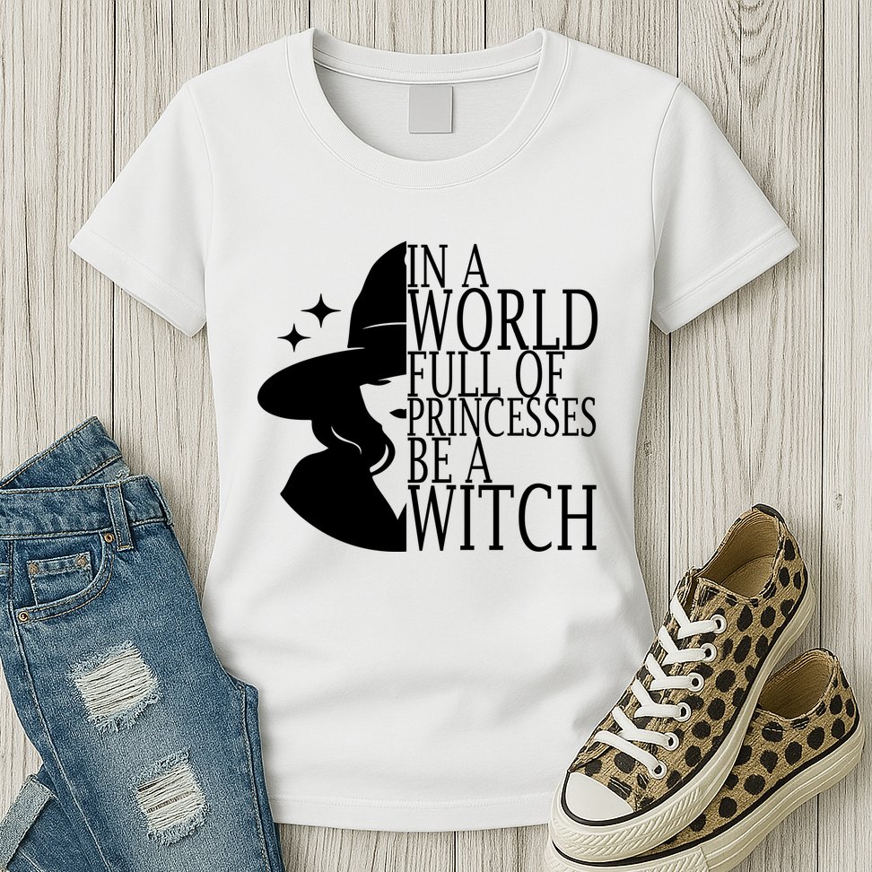 In A World Full Of Princesses Be A Witch Halloween Womens T-Shirt