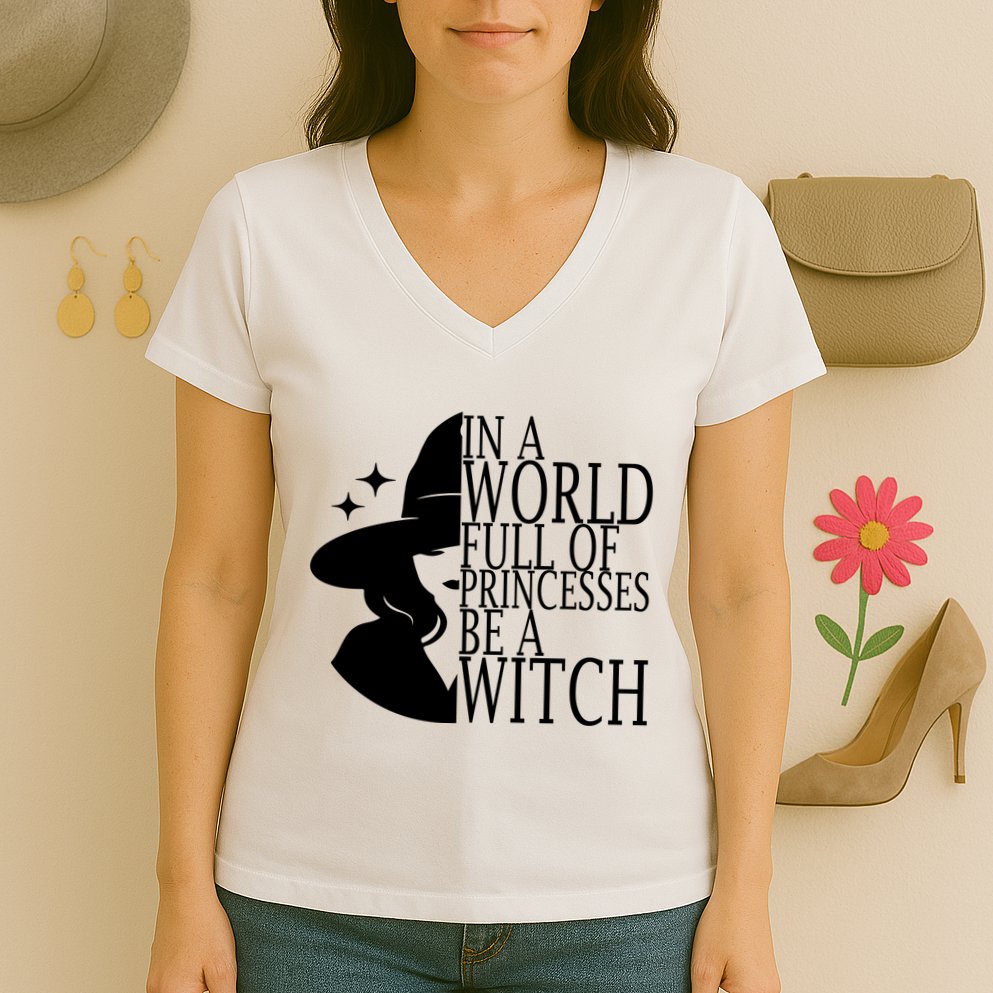 In A World Full Of Princesses Be A Witch Halloween Women's V-Neck T-Shirt