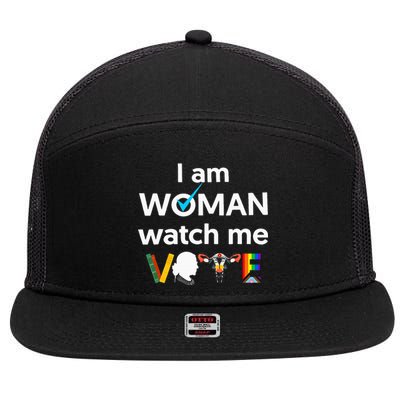 I Am Woman Watch Me Vote 7 Panel Mesh Trucker Snapback Hat