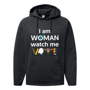 I Am Woman Watch Me Vote Performance Fleece Hoodie