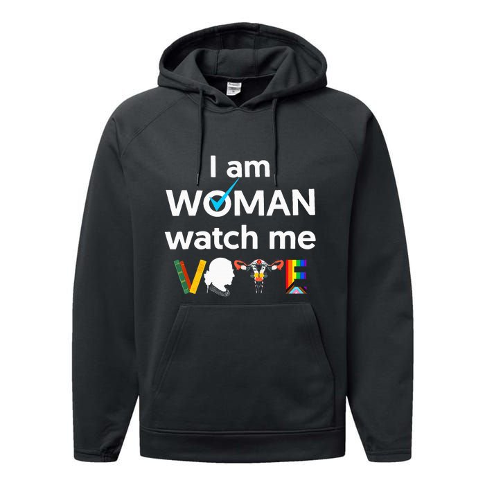 I Am Woman Watch Me Vote Performance Fleece Hoodie