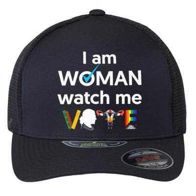 I Am Woman Watch Me Vote Flexfit Unipanel Trucker Cap