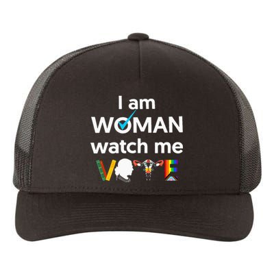 I Am Woman Watch Me Vote Yupoong Adult 5-Panel Trucker Hat