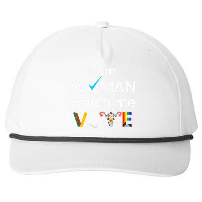 I Am Woman Watch Me Vote Snapback Five-Panel Rope Hat