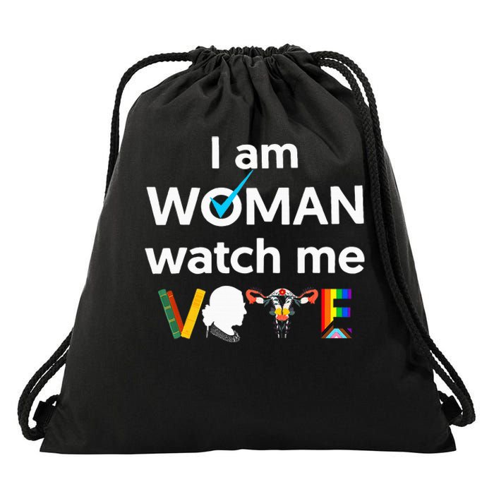 I Am Woman Watch Me Vote Drawstring Bag