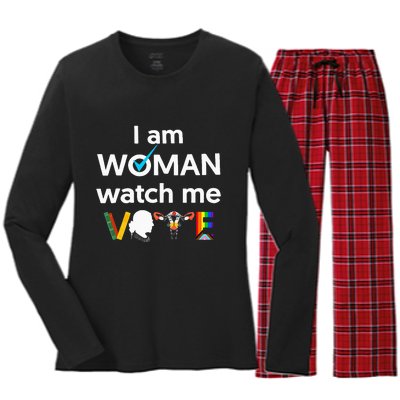 I Am Woman Watch Me Vote Women's Long Sleeve Flannel Pajama Set 