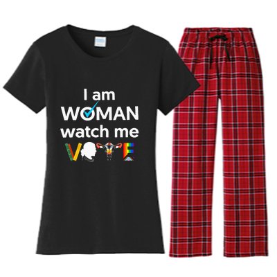 I Am Woman Watch Me Vote Women's Flannel Pajama Set