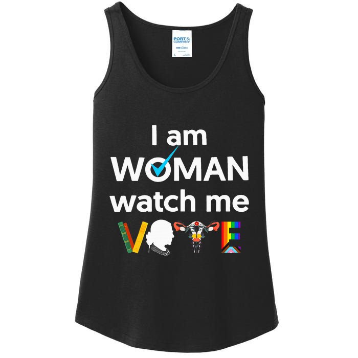 I Am Woman Watch Me Vote Ladies Essential Tank