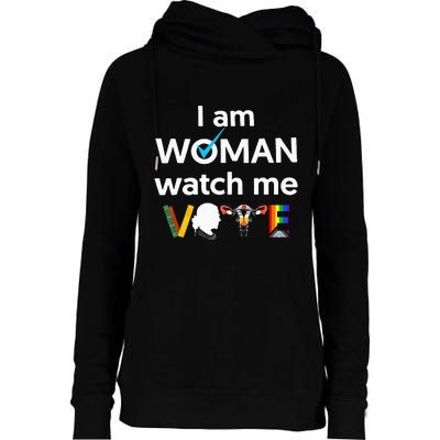 I Am Woman Watch Me Vote Womens Funnel Neck Pullover Hood