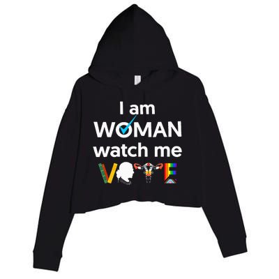 I Am Woman Watch Me Vote Crop Fleece Hoodie