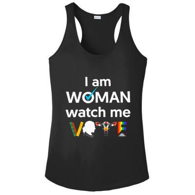 I Am Woman Watch Me Vote Ladies PosiCharge Competitor Racerback Tank