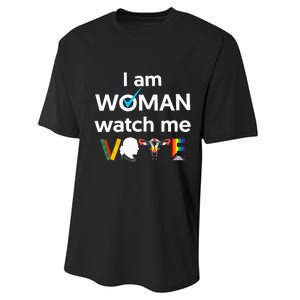 I Am Woman Watch Me Vote Performance Sprint T-Shirt