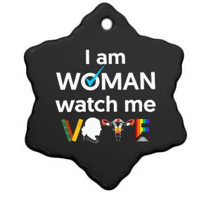 I Am Woman Watch Me Vote Ceramic Star Ornament