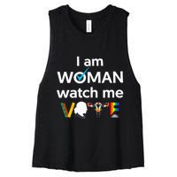 I Am Woman Watch Me Vote Women's Racerback Cropped Tank