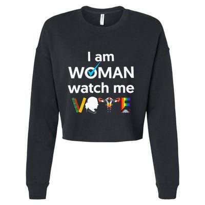 I Am Woman Watch Me Vote Cropped Pullover Crew