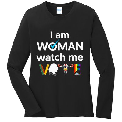 I Am Woman Watch Me Vote Ladies Long Sleeve Shirt