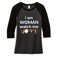 I Am Woman Watch Me Vote Women's Tri-Blend 3/4-Sleeve Raglan Shirt