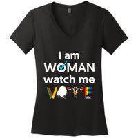 I Am Woman Watch Me Vote Women's V-Neck T-Shirt