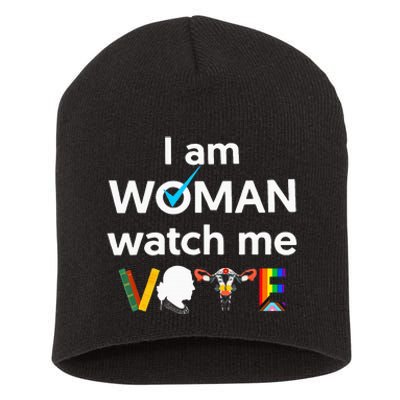 I Am Woman Watch Me Vote Short Acrylic Beanie