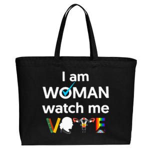 I Am Woman Watch Me Vote Cotton Canvas Jumbo Tote