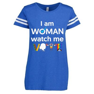 I Am Woman Watch Me Vote Enza Ladies Jersey Football T-Shirt