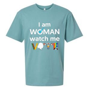 I Am Woman Watch Me Vote Sueded Cloud Jersey T-Shirt