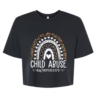 In April We Wear Blue Cool Child Abuse Prevention Awareness Bella+Canvas Jersey Crop Tee