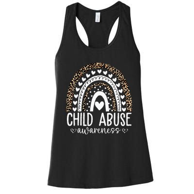 In April We Wear Blue Cool Child Abuse Prevention Awareness Women's Racerback Tank