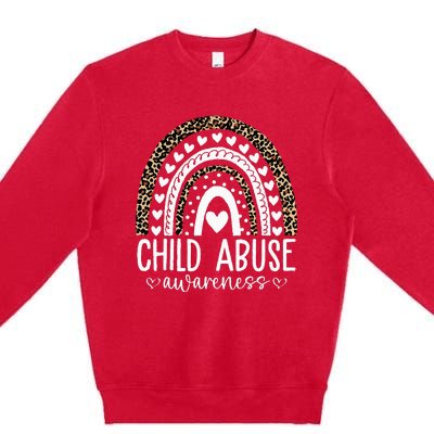 In April We Wear Blue Cool Child Abuse Prevention Awareness Premium Crewneck Sweatshirt