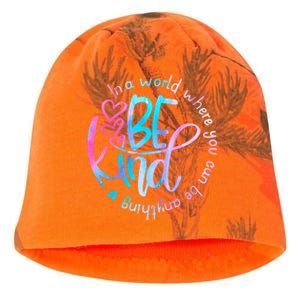 In A World Where You Can Be Anything Be Kind Kindness Kati - Camo Knit Beanie