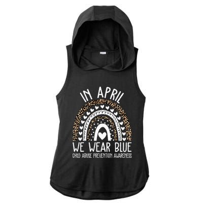 In April We Wear Blue Cool Child Abuse Prevention Awareness Ladies PosiCharge Tri-Blend Wicking Draft Hoodie Tank