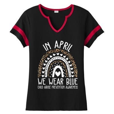 In April We Wear Blue Cool Child Abuse Prevention Awareness Ladies Halftime Notch Neck Tee