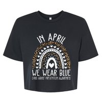 In April We Wear Blue Cool Child Abuse Prevention Awareness Bella+Canvas Jersey Crop Tee