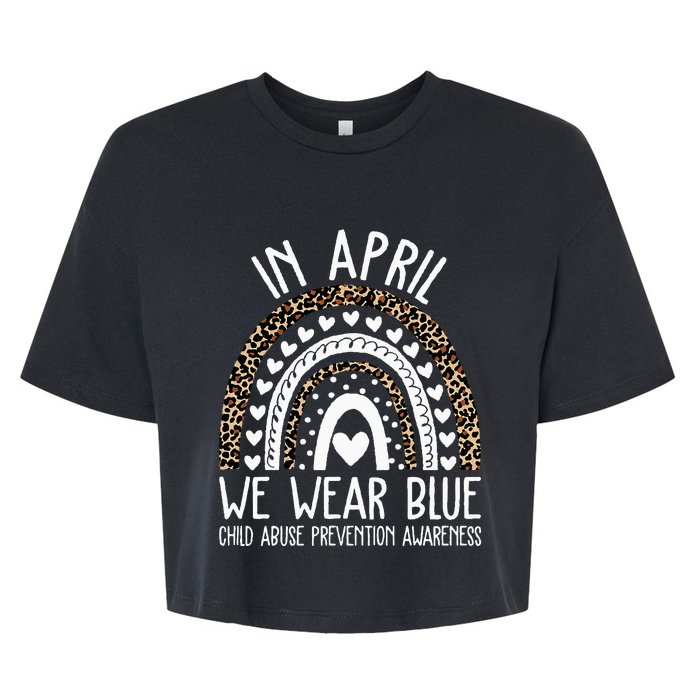 In April We Wear Blue Cool Child Abuse Prevention Awareness Bella+Canvas Jersey Crop Tee