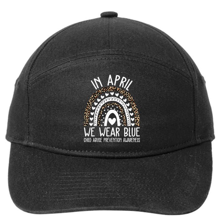 In April We Wear Blue Cool Child Abuse Prevention Awareness 7-Panel Snapback Hat