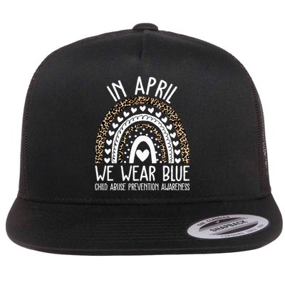 In April We Wear Blue Cool Child Abuse Prevention Awareness Flat Bill Trucker Hat