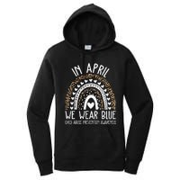 In April We Wear Blue Cool Child Abuse Prevention Awareness Women's Pullover Hoodie