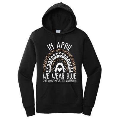 In April We Wear Blue Cool Child Abuse Prevention Awareness Women's Pullover Hoodie