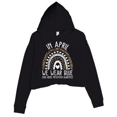 In April We Wear Blue Cool Child Abuse Prevention Awareness Crop Fleece Hoodie