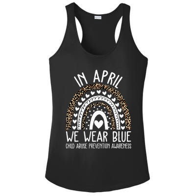 In April We Wear Blue Cool Child Abuse Prevention Awareness Ladies PosiCharge Competitor Racerback Tank