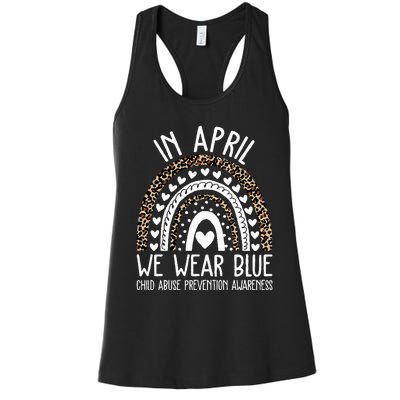 In April We Wear Blue Cool Child Abuse Prevention Awareness Women's Racerback Tank