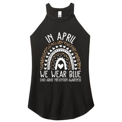 In April We Wear Blue Cool Child Abuse Prevention Awareness Women's Perfect Tri Rocker Tank