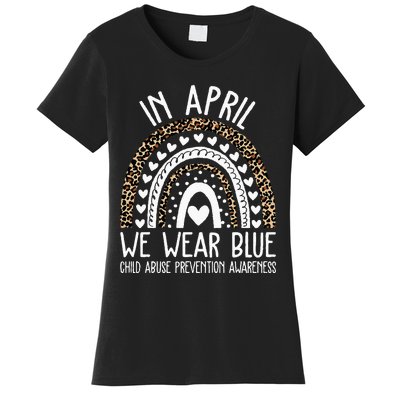 In April We Wear Blue Cool Child Abuse Prevention Awareness Women's T-Shirt