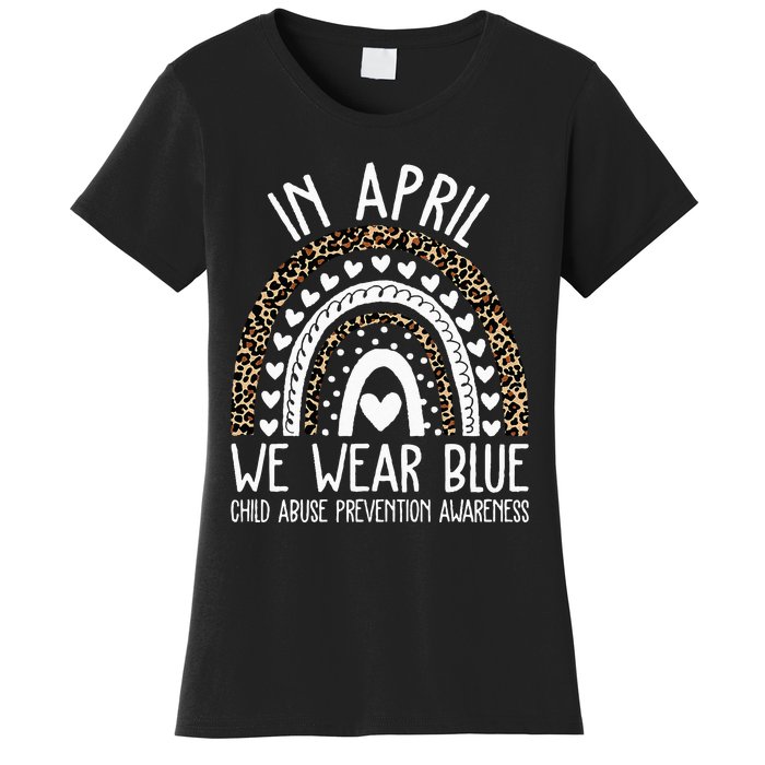 In April We Wear Blue Cool Child Abuse Prevention Awareness Women's T-Shirt