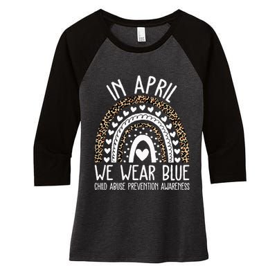 In April We Wear Blue Cool Child Abuse Prevention Awareness Women's Tri-Blend 3/4-Sleeve Raglan Shirt