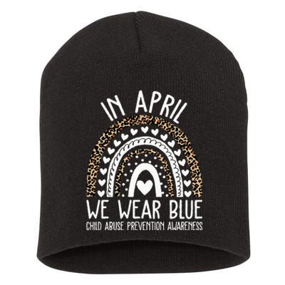 In April We Wear Blue Cool Child Abuse Prevention Awareness Short Acrylic Beanie