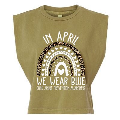 In April We Wear Blue Cool Child Abuse Prevention Awareness Garment-Dyed Women's Muscle Tee